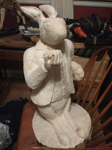 Chainsaw-carved White Rabbit from Alice in Wonderland